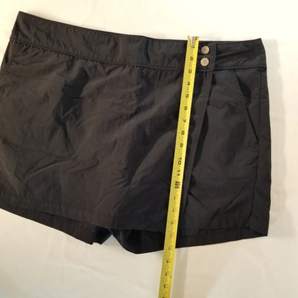 Eddie Bauer Women Sz 18 Solid Black Nylon Wrap Athletic Hiking Golf Skirt Skort